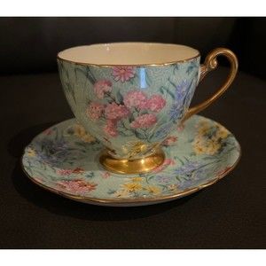 Shelley Fine Bone China Footed Teacup & Saucer - Melody